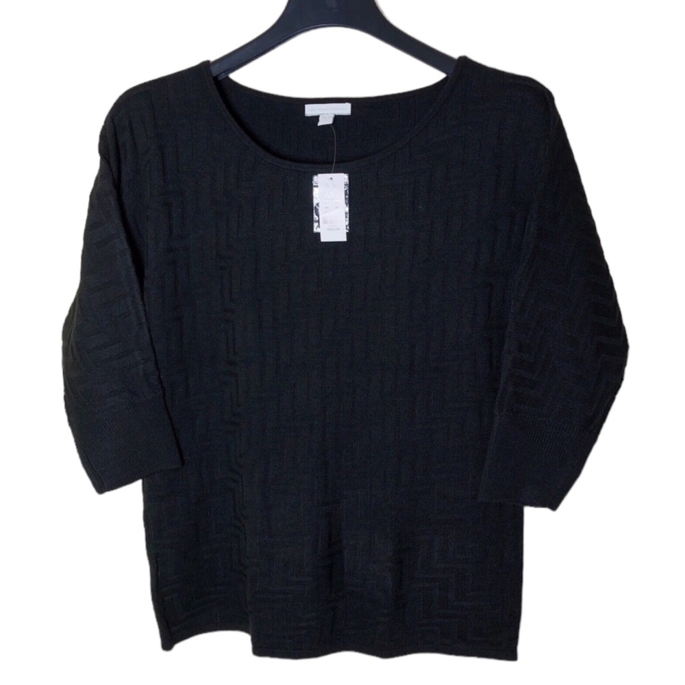New York and Company Black Basketweave Sweater Womens Med